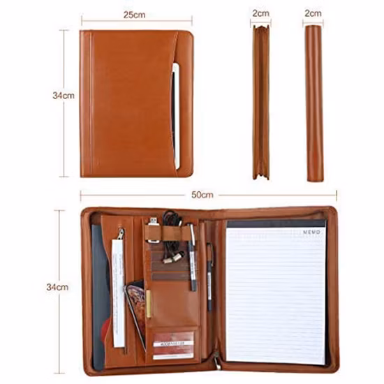 Zipper for Resume Work Vegan PU Leather Portfolio with Zipper Business Notebook Organizer